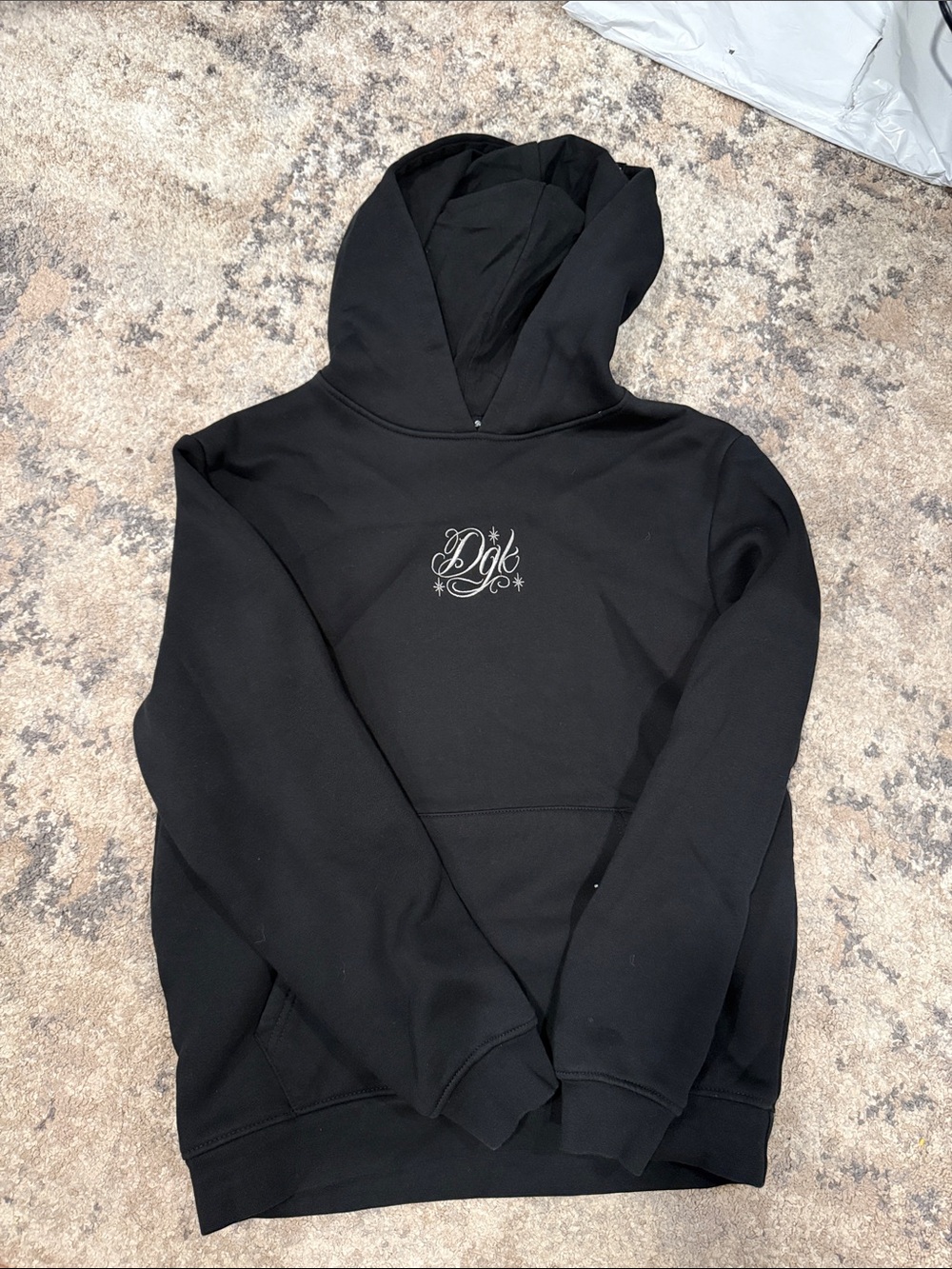DGK Black Pullover Hoodie with White Script Chest Logo and True love on back